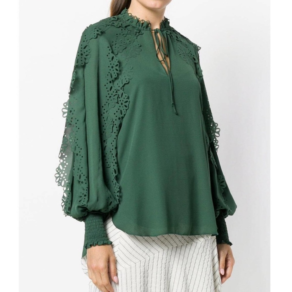See By Chloe - Laser-Cut Trim Crepe Blouse